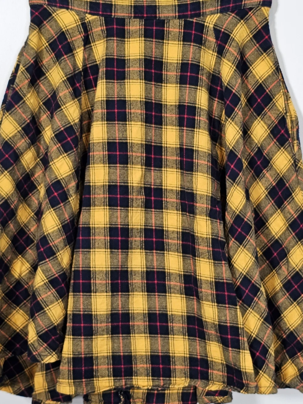 Sourpuss Yellow Red Navy Plaid Skirt Sz S - Picture 2 of 8